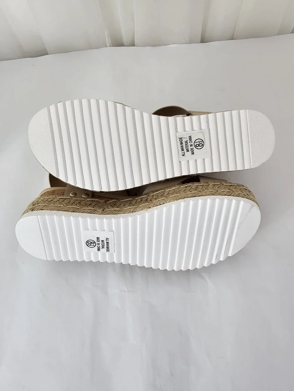 Soda Fortuna-S Espadrille Platform Wedge Sandals Jute Coastal 8.5 NEW